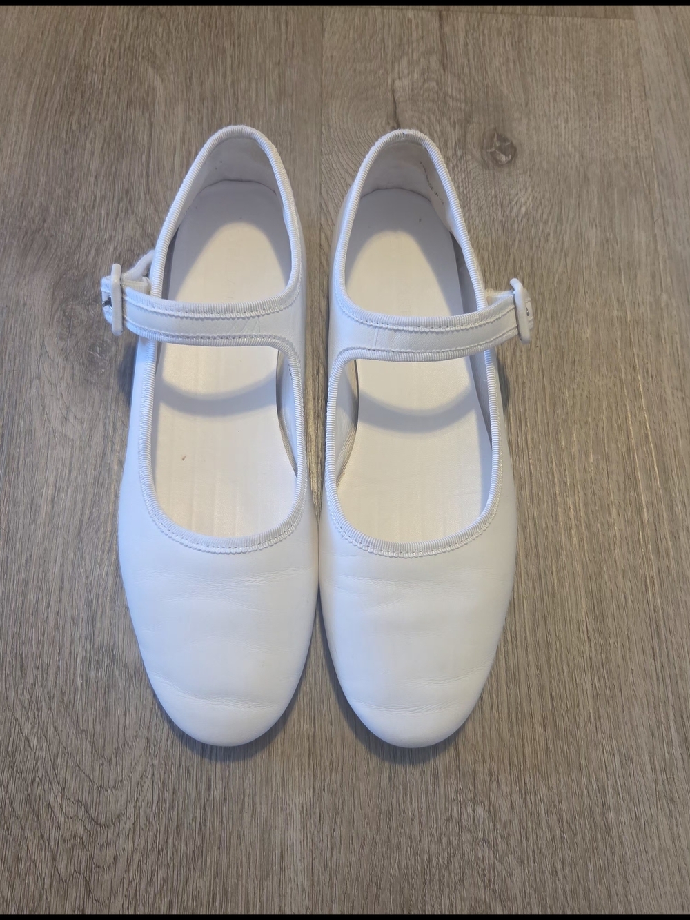 Everlane White Mary Jane Flats with Slim Strap - Picture 2 of 5